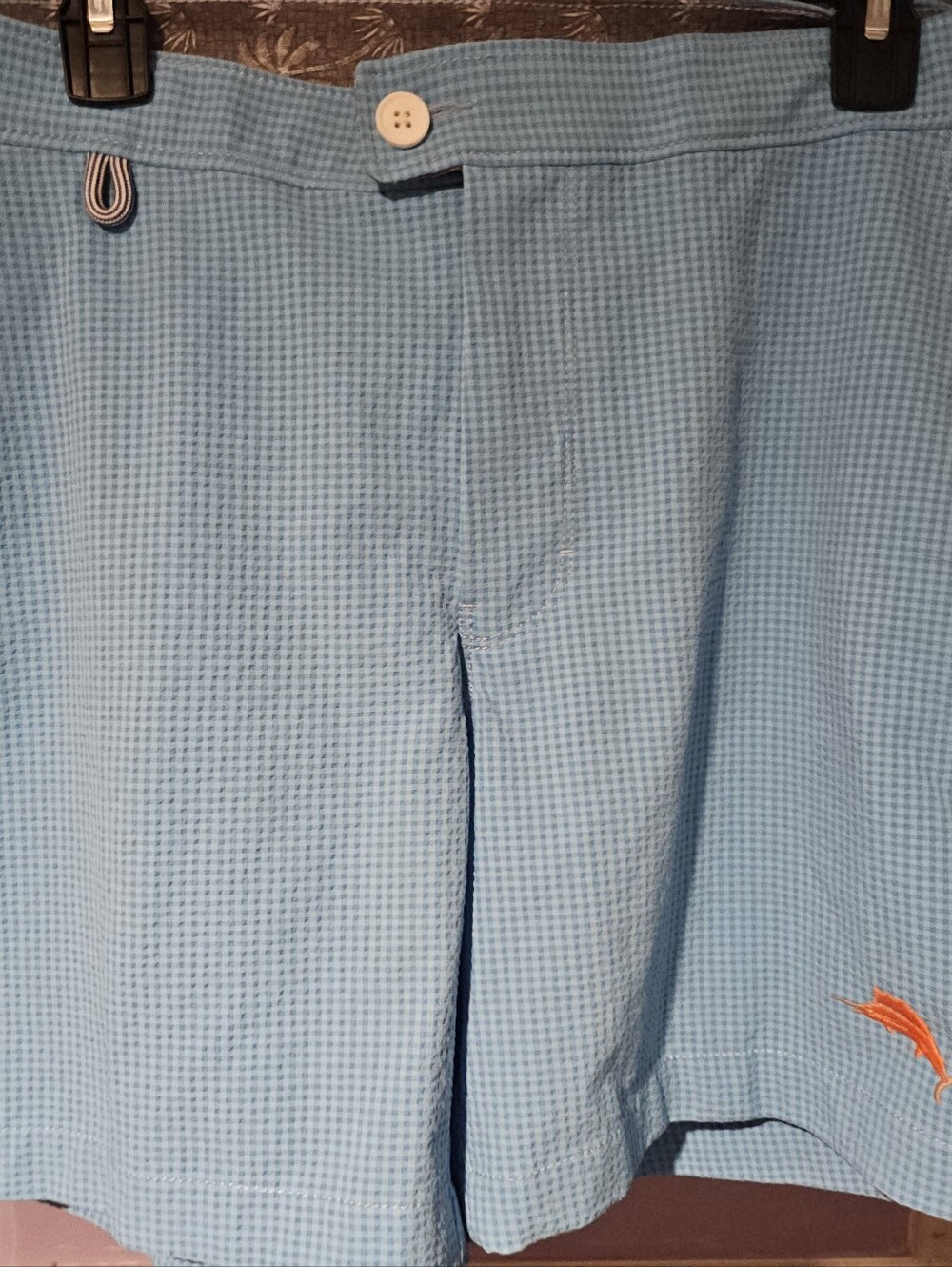 Tommy Bahama White Polo with Blue Check Trim